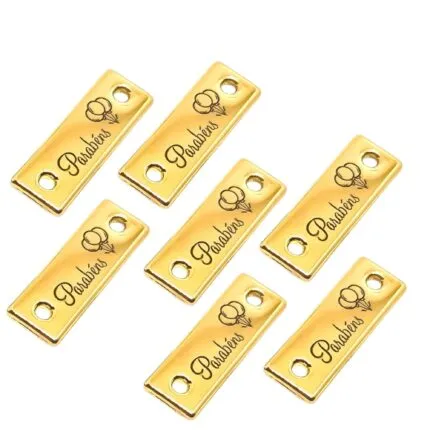 Tag Decorativa 2.4x0.8 cm Parabéns Dourada de Metal 10 Un