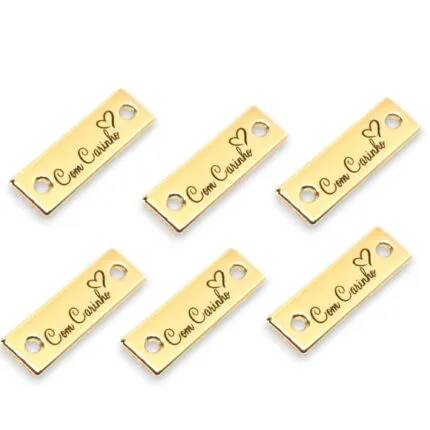 Tag Decorativa 2.4x0.8 cm  Com Carinho de Metal Dour 10 Un