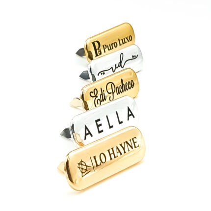 Etiqueta 3.0×1.0 cm Personalizada Plaquinha de Metal Com Garra