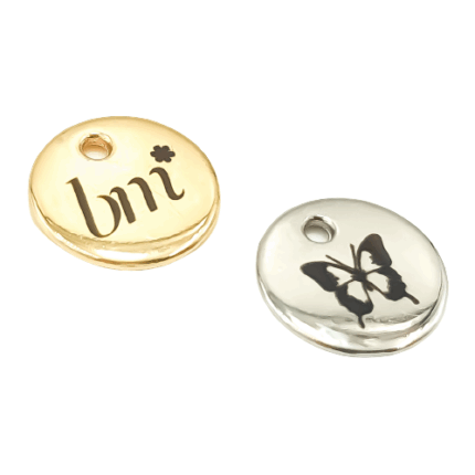 Etiqueta Tag personalizada 1.5×1.5 cm De Metal Com 01 Furo