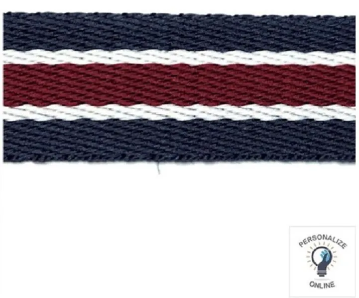 Alça chic azul marinho branco e bordo 30 mm 04 metros