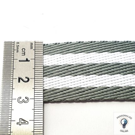 Alça chic listras cinza e branco 01 metro 3 cm