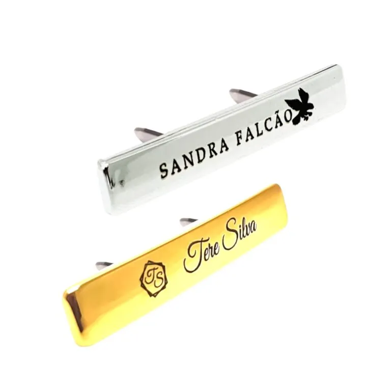 Etiqueta Com Garra Personalizada 5.0x0.8 cm Plaquinha de Metal