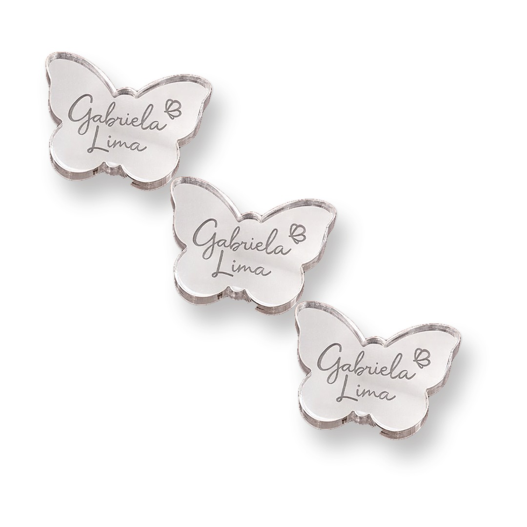 Etiqueta Personalizada 2.5x2.5 cm de Acrílico Borboleta Etiqueta Personalizada 2.5x2.5 cm de Acrílico Borboleta