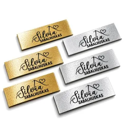 Etiqueta Personalizada 3.5x1.5 cm Couro Sintético Metalizado