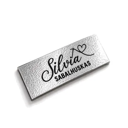 Etiqueta Personalizada 3.5x1.5 cm Couro Sintético Metalizado