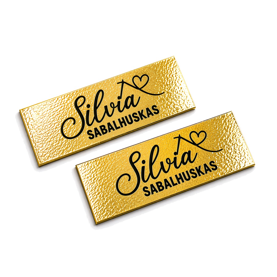 Etiqueta Personalizada 3.5x1.5 cm Couro Sintético Metalizado Etiqueta Personalizada 3.5x1.5 cm Couro Sintético Metalizado